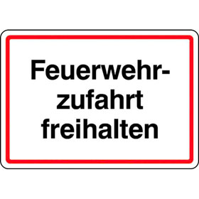 Hinweisschild fr Feuerwehrzufahrten Feuerwehrzufahrt freihalten