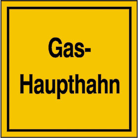 Hinweisschild für Gasanlagen Gashaupthahn