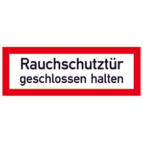 Hinweisschild fr die Feuerwehr Rauchschutztr geschlossen halten