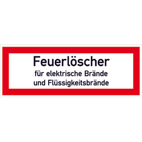 Hinweisschild fr die Feuerwehr Feuerlscher fr elektrische Brnde und