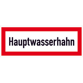 Hinweisschild fr die Feuerwehr Hauptwasserhahn