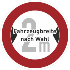 Verkehrsschild Verbot fr Fahrzeuge ber angegebene tatschliche Breite VZ: 264