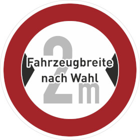 Verkehrsschild nach StVO - Nr. 264 Verbot für Fahrzeuge über bestimmter Breite