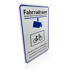 Hinweisschild  Fahrradraum - Nur fr Fahrrder - Videoberwachung