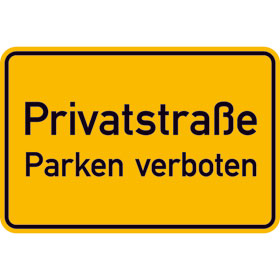 Hinweisschild zur Grundbesitzkennzeichnung Privatstraße - Parken verboten