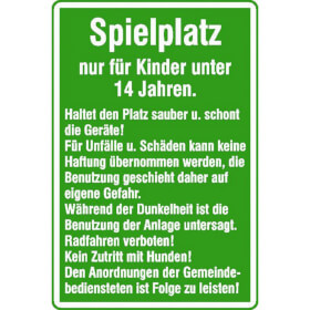 Spielplatzschild Spielplatz nur fr Kinder unter 14 Jahren