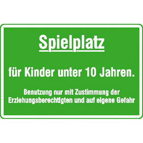 Spielplatzschild Spielplatz fr Kinder unter 10 Jahren