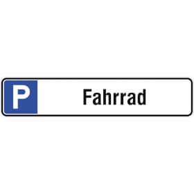 Parkplatzschild Symbol: P, Text:  Fahrrad