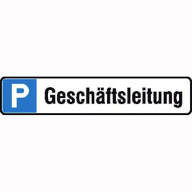 Parkplatzschild Symbol: P, Text:  Geschäftsleitung