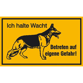 Hinweisschild - Grundbesitzkennzeichnung Symbol:  Schäferhund