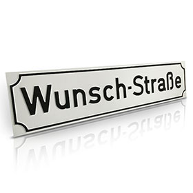 Nostalgie - Linie Straenschild, wei / schwarz, mit Antiqua Rand
