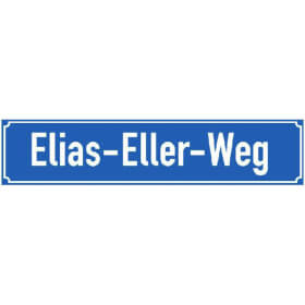 Nostalgie - Linie Straenschild, blau / wei, mit Antiqua Rand