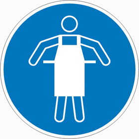 Gebotsschild, Schutzschürze benutzen, 
