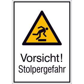 Warn - Kombischild Vorsicht! Stolpergefahr