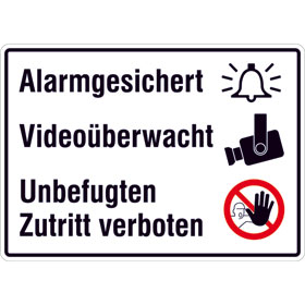 Hinweisschild - Grundbesitzkennzeichnung Alarmgesichert,  Videoüberwacht