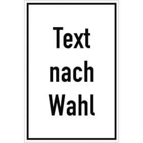 Folienschild, mit Text nach Wahl Grundfarbe weiß, Schrift schwarz,
