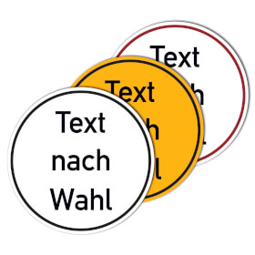 Individuell gefertigtes Aluminiumschild geprgt rund mit Text nach Wahl, max. 2 Zeilen mit jeweils 20 Zeichen