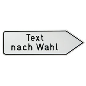 Individuell gefertigter Wegweiser, (rechtsweisend) Aluminium, geprägt 0, 6 mm,  Ecken rund,  ohne Bohrung