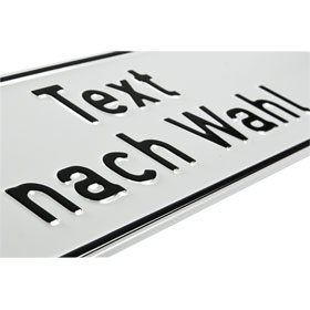 Individuell gefertigter Wegweiser, (rechtsweisend) Aluminium, geprägt 0,6 mm, Ecken rund, ohne Bohrung
