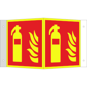 Brandschutzschild PLUS - Winkel  -  langnachleuchtend + tagesfluoreszierend Feuerlöscher