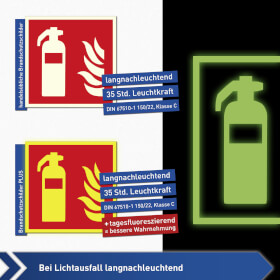 Brandschutzschild PLUS - Winkel - langnachleuchtend + tagesfluoreszierend Feuerlöscher