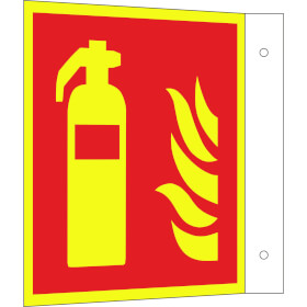 Brandschutzschild PLUS - Fahne  -  langnachleuchtend + tagesfluoreszierend Feuerlöscher