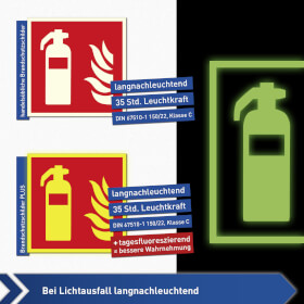 Brandschutzschild PLUS - langnachleuchtend + tagesfluoreszierend Lschschlauch