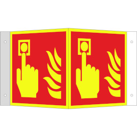 Brandschutzschild PLUS - Winkel  -  langnachleuchtend + tagesfluoreszierend Brandmelder