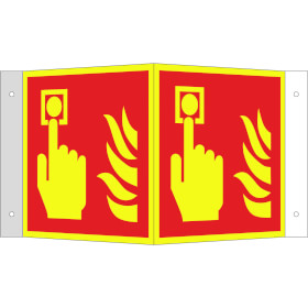 Brandschutzschild PLUS - Winkel  -  langnachleuchtend + tagesfluoreszierend Brandmelder