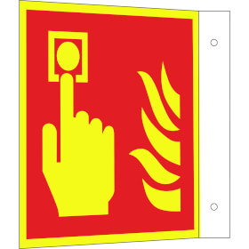 Brandschutzschild PLUS - Fahne  -  langnachleuchtend + tagesfluoreszierend Brandmelder