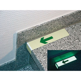Treppenwinkel - langnachleuchtend mit Richtungspfeil (grün) abwärts, 