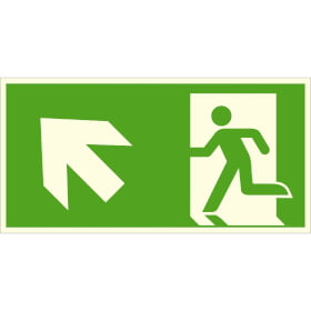 Fluchtwegschild - langnachleuchtend Notausgang links,  schräg aufwärts (Kombischild)
