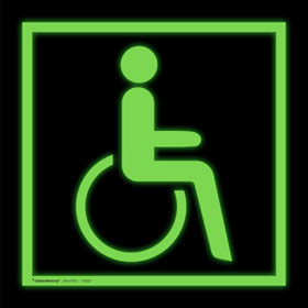 Rettungszeichen / nachleuchtend Rettungsweg - Notausgang für Rollstuhlfahrer rechts