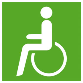 Rettungszeichen / nachleuchtend Rettungsweg  -  Notausgang für Rollstuhlfahrer links