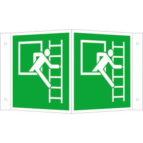 Fluchtwegschild - Winkel  -  langnachleuchtend Notausstieg mit Fluchtleiter rechts