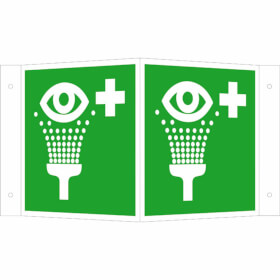 Erste - Hilfe - Schild - Winkel  -  langnachleuchtend Augenspüleinrichtung