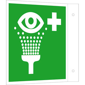 Erste - Hilfe - Schild - Fahne  -  langnachleuchtend Augenspüleinrichtung