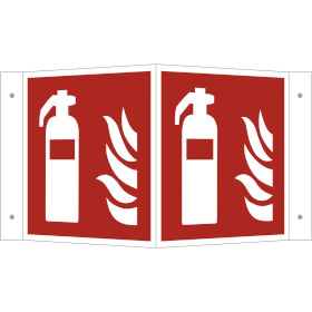 Brandschutzschild - nachleuchtend als Winkelschild,  Feuerlöscher