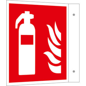 Brandschutzschild - nachleuchtend als Fahnenschild,  Feuerlöscher