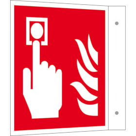 Brandschutzschild - nachleuchtend als Fahnenschild,  Brandmelder