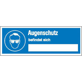 Hinweisschild auf Sicherheitseinrichtung Augenschutz befindet sich...