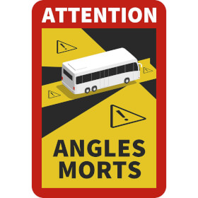 Hinweisschild ATTENTION ANGLES MORTS Bus - 3er Set
