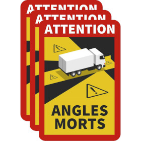 Hinweisschild ATTENTION ANGLES MORTS Lkw - 3er Set