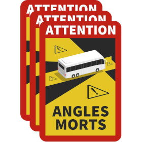 Hinweisschild ATTENTION ANGLES MORTS Bus - 3er Set