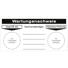 Wartungsnachweis Sachverstndiger - Geprft am  -  Nchste Prfung, 