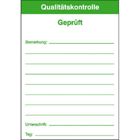 Qualitätskennzeichnungsetiketten Text: Qualitätskontrolle -  Geprüft  - 
