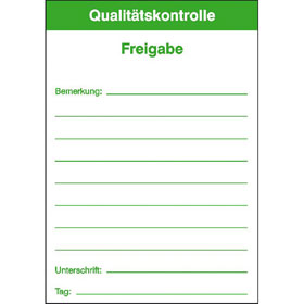 Qualitätskennzeichnungsetiketten Text: Qualitätskontrolle -  Freigabe  - 