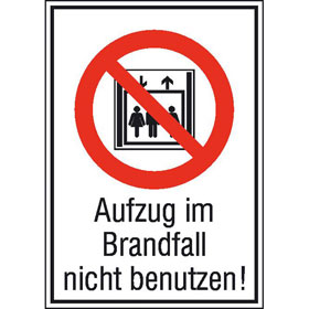 Verbots - Kombischild Aufzug im Brandfall nicht benutzen