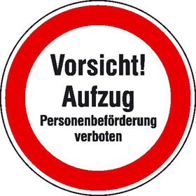 Symbol aufzug im brandfall nicht benutzen