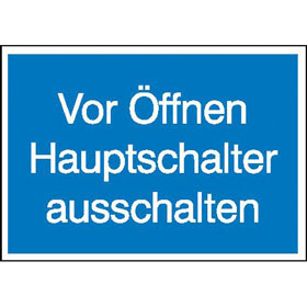 Hinweisschild - Elektrotechnik Vor ffnen Hauptschalter ausschalten